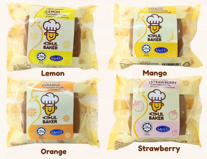 Lil Baker Cheese Hanjuku Cake with lemon, mango, orange and strawberry filling