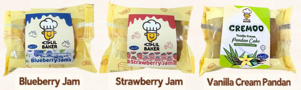 Lil Baker Milk and Cream Cake in blueberry jam, strawberry jam and vanilla cream pandan